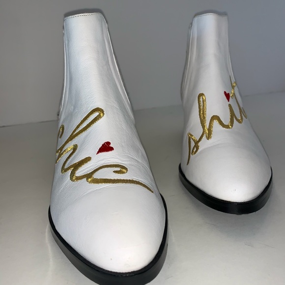 Modern Vice Chic Shit White Embroidered Boot Sz 8 B21/1 - Picture 4 of 15